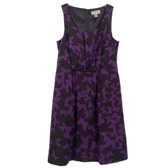Ann Taylor LOFT Butterfly Print Sleeveless Empire Waist Dress Size 2P - Picture 1 of 4